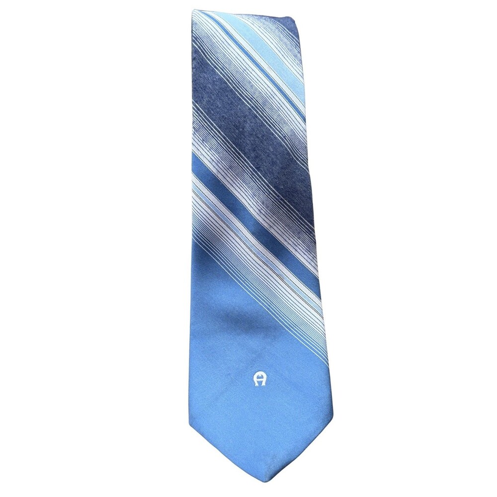 VTG Etienne Aigner Tie Mens, Silk, Blue W/ Diagonal Pattern 52”